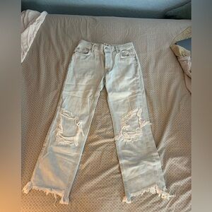 We The Free Short Light Wash Straight Leg Jeans Distressed